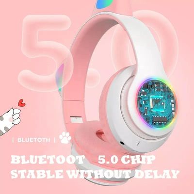 Bluetooth nero Cat Headphones, cuffie senza fili pieghevoli di Bluetooth