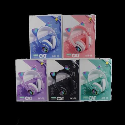 Bluetooth nero Cat Headphones, cuffie senza fili pieghevoli di Bluetooth