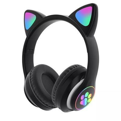 Bluetooth nero Cat Headphones, cuffie senza fili pieghevoli di Bluetooth