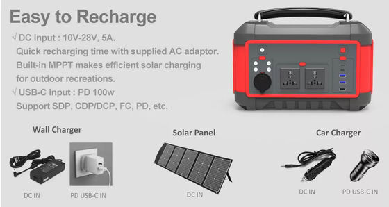 Generatore solare della batteria al litio della centrale elettrica 600W 162Ah di CA della tassa rapida portatile di CC USB