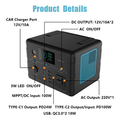 centrale elettrica solare di 500W Lifepo4, certificati portatili del FCC del CE ROHS della centrale elettrica 518wh
